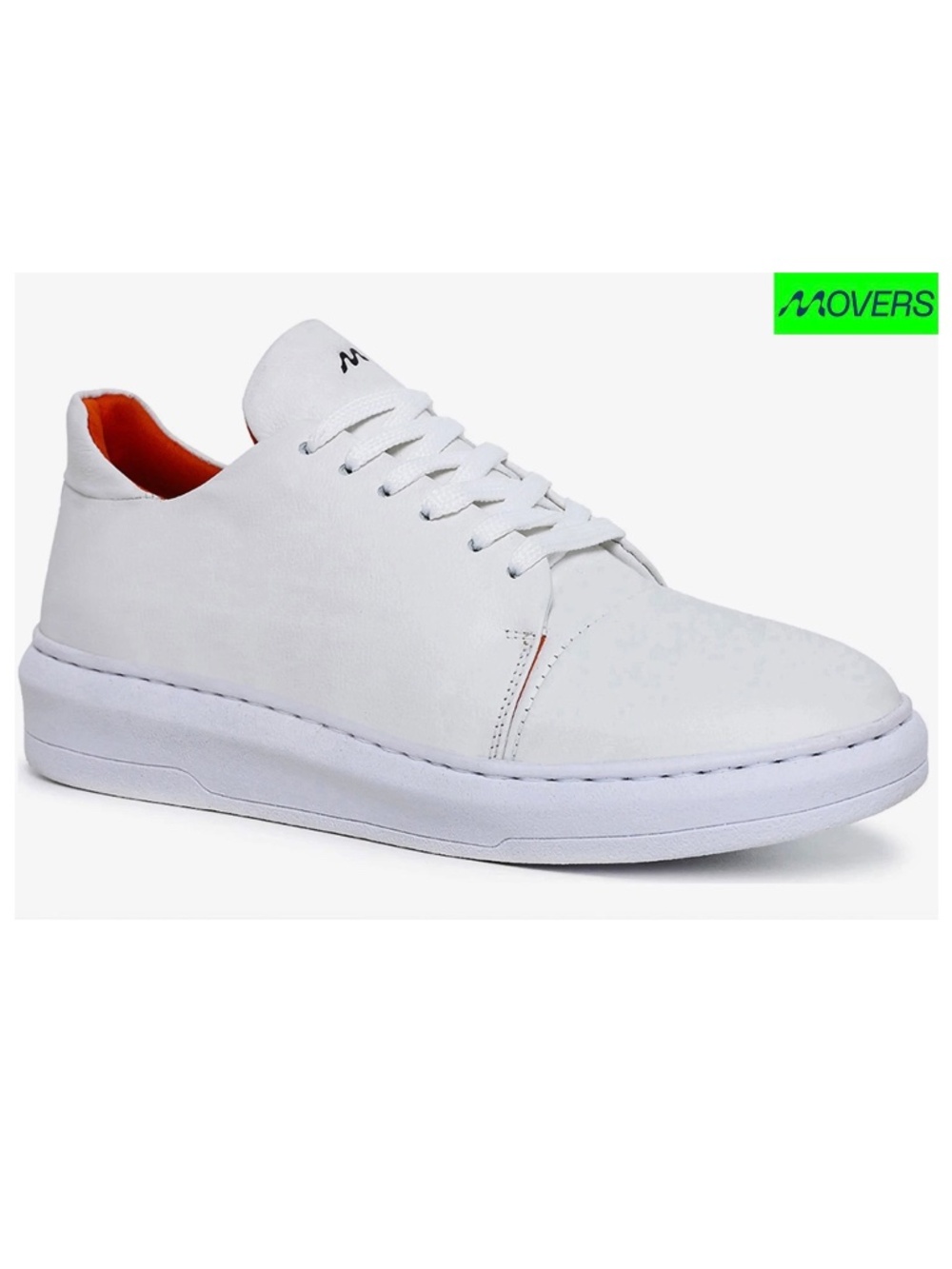 MOVERS MENS NIB MEME LOW TOP WHITE LEATHER SNEAKERS. SIZE 10.5 D